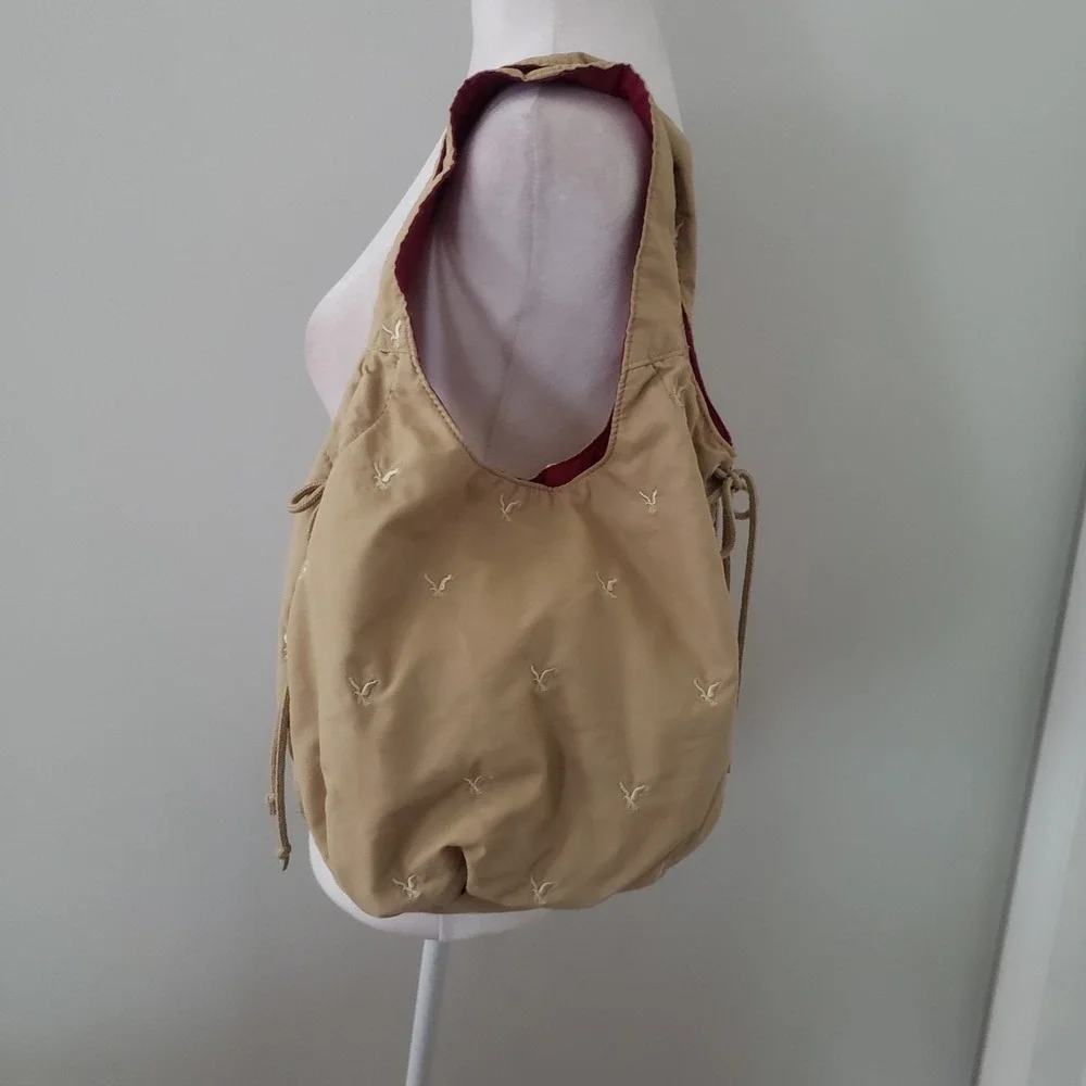 Vintage American Eagle Slouchy Hobo Shoulder Bag Purse Y2K Boho Embroidery Women